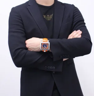 人気 ガガミラノ ナポレオーネ48mm オートマチック オレンジ/ブルー メンズ 6000.4 腕時計