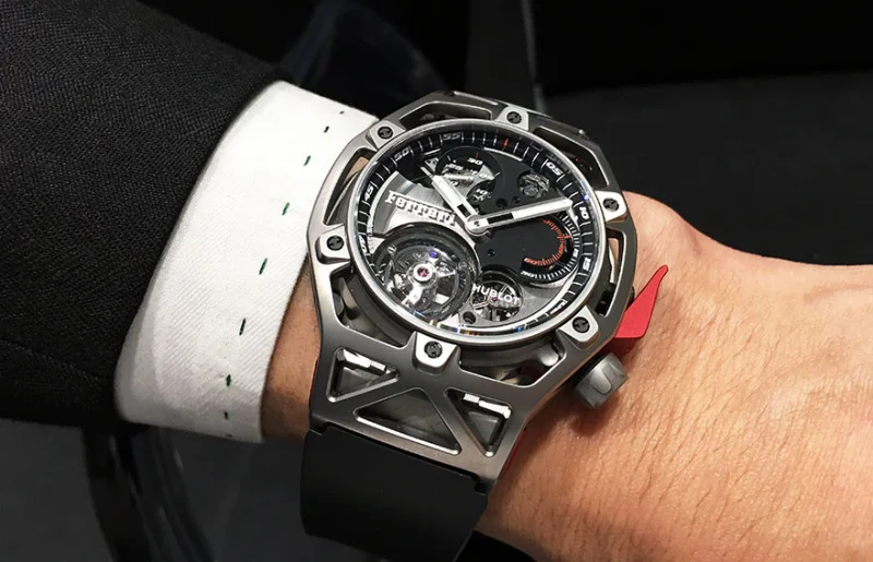 新作 ウブロコピー時計テクノフレーム フェラーリ トゥールビヨン クロノグラフ チタニウム 408.NI.0123.RX