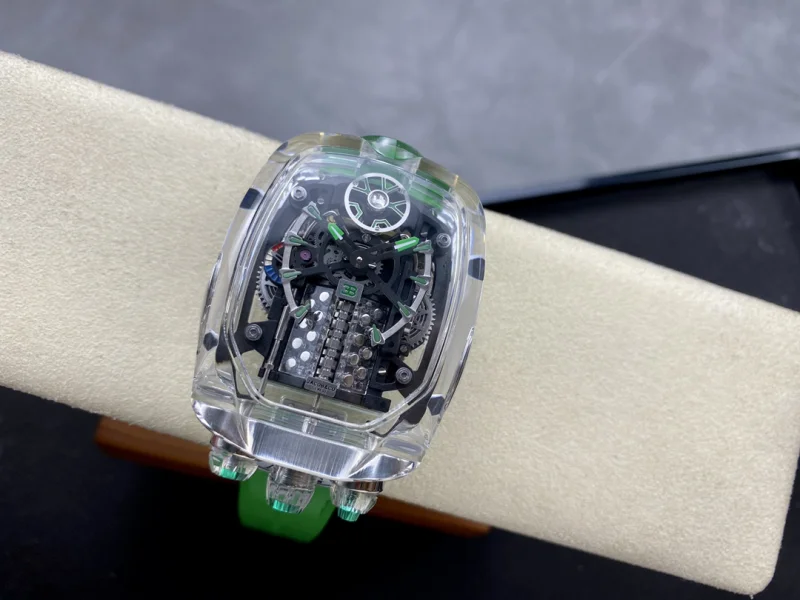 ジェイコブ&コーコピーの新しい透明ケースとW16エンジン 緑のストラップ3301920[3]