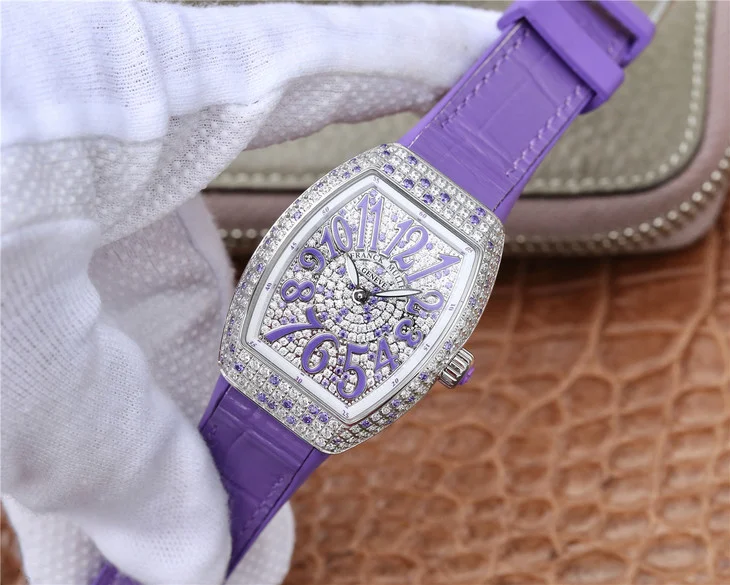 フランクミュラースーパーコピー時計 V32 レディース パープルシリコンストラップ付き176891[2]