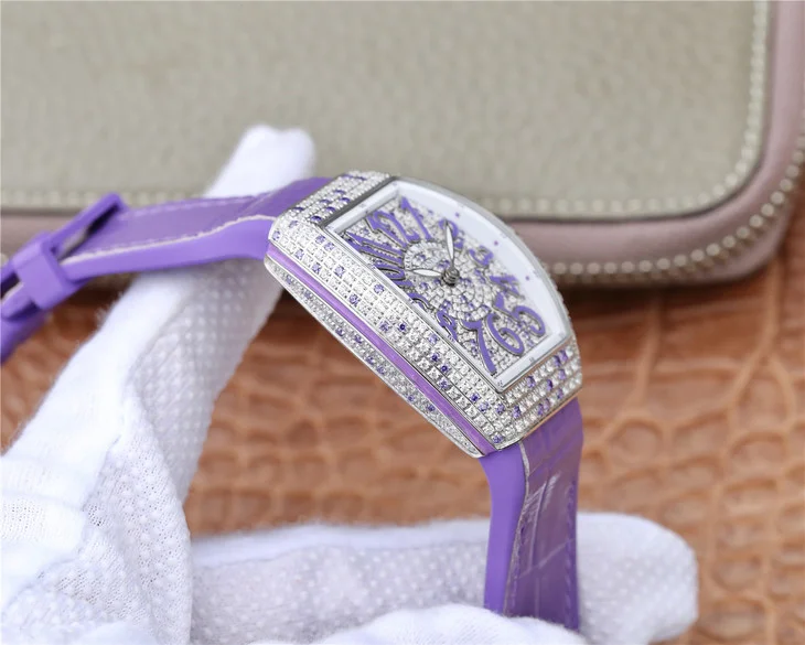 フランクミュラースーパーコピー時計 V32 レディース パープルシリコンストラップ付き176891[4]