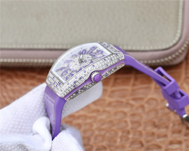 フランクミュラースーパーコピー時計 V32 レディース パープルシリコンストラップ付き176891[5]