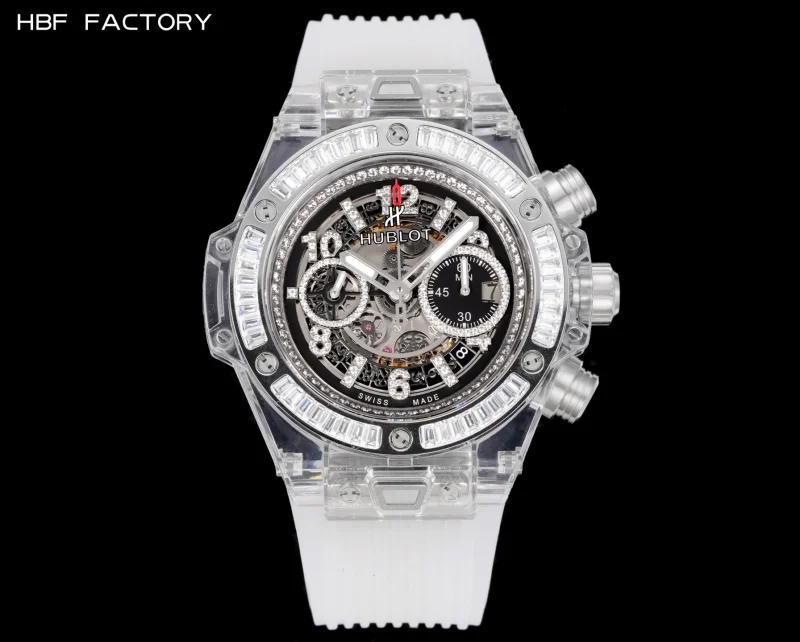 ウブロ スーパーコピー時計 ビッグバン スケルトンレイアウト トランスペアレントケース 411.JX.4802.RT