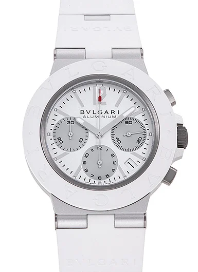 人気ブルガリ工場 アルミニウム ホワイト クロノグラフ 104235 シルバー/グレー