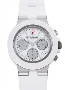 人気ブルガリ工場 アルミニウム ホワイト クロノグラフ 104235 シルバー/グレー