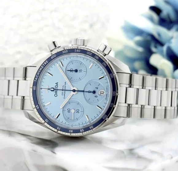 オメガ スピードマスター 自動巻き ブルー ステンレス ボーイズ 324.30.38.50.03.001