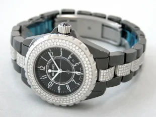 シャネル J12 33mm セラミック ダイヤベゼル センターダイヤブレス /センターダイヤ H1338 時計