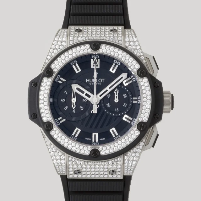 ウブロ 時計 コピー キングパワー フドロワイアントベゼル?ラグダイヤ ブラックラバー ブラック 715.X.1127.RX.1704 